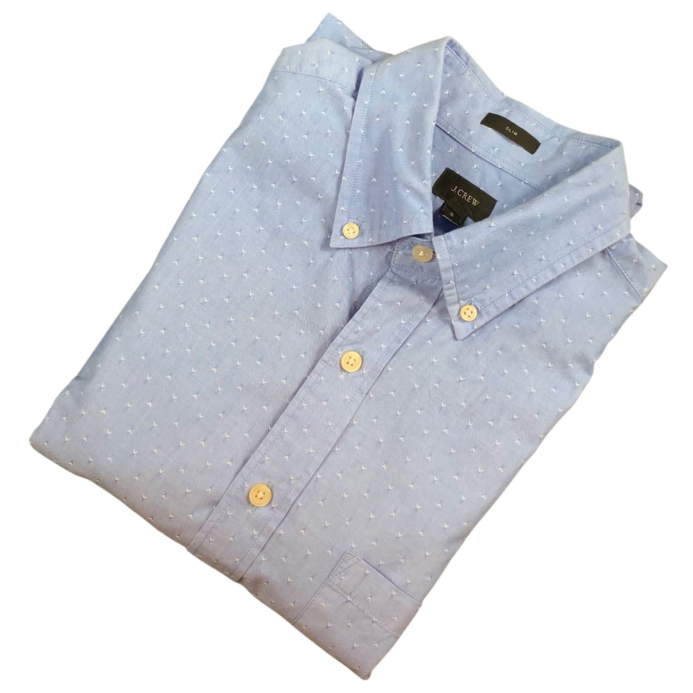 J.Crew Mens Slim Fit Button Down Shirt Blue Geometric Print Cotton A0233 SPR 14